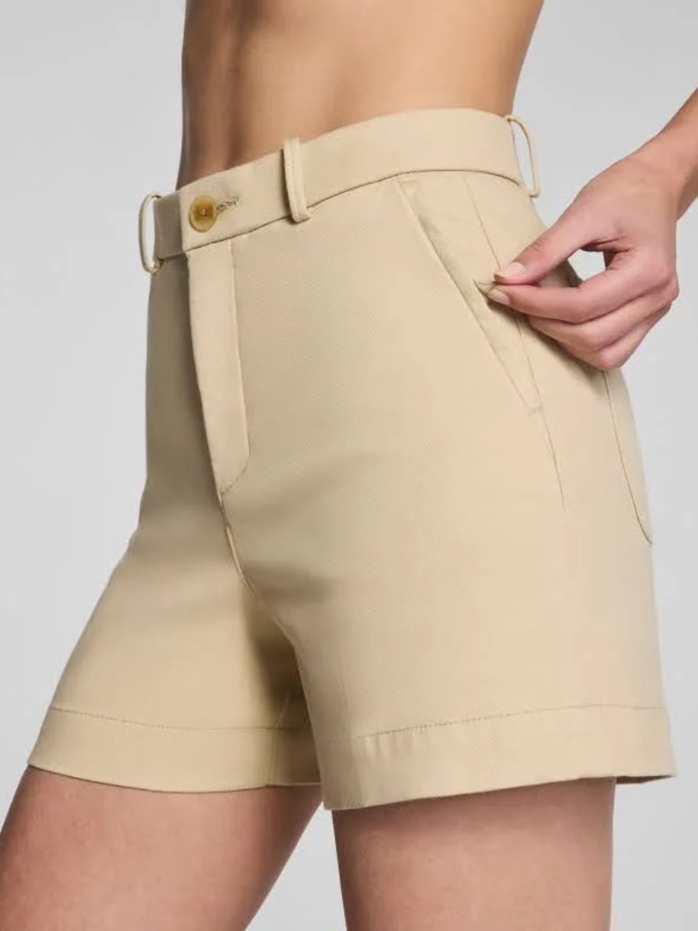 NWT SPANX Supersmooth Stretch Twill High-Rise Tailored Khaki Women's Shorts XL